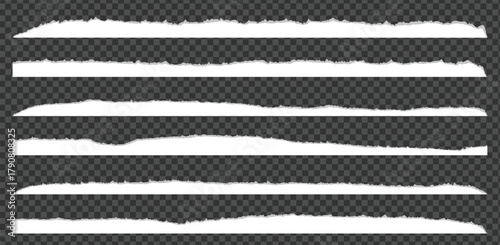 Collection of torn paper edges for graphic designer. Realistic torn paper edges vector illustration.