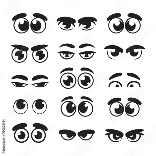 Cartoon Eyes Set Vector Illustration