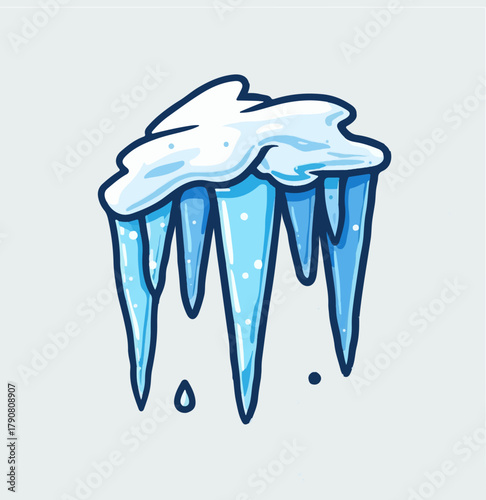 Vector template featuring colorful snowy icicles element in a cartoon style with a flat design aesthetic, incorporating bold lines, smooth curves