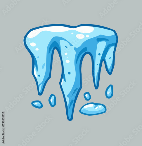 Vector template featuring colorful snowy icicles element in a cartoon style with a flat design aesthetic, incorporating bold lines, smooth curves