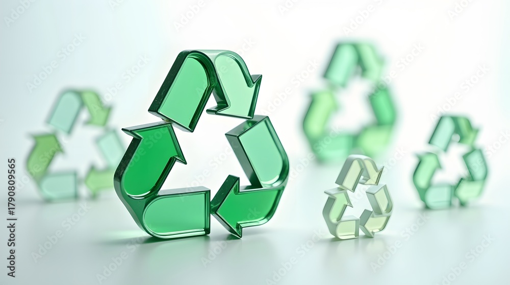 Obraz premium Promote sustainability with this stunning green recycle symbol for a modern, selective focus