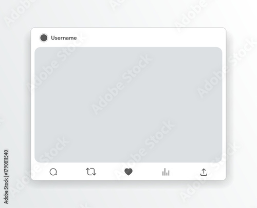 Social media post template. Instagram and x marketing mock-up. Twitter like, share, comment, save, repost icon. Vector illustration