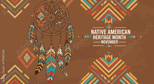 Native American Heritage Month Dreamcatcher and Patterns.