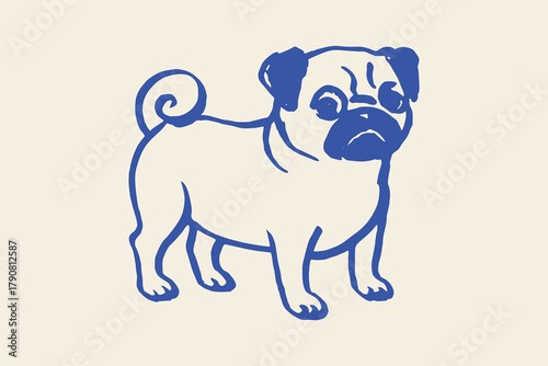 Pug dog hand-drawn sketch vector illustration