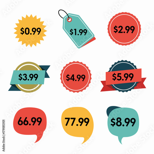 Colorful Sale Sticker and Label Set Vector Illustration