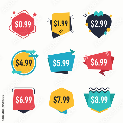 set of colorful sale labels