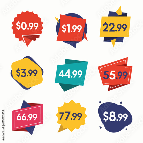 Colorful vector sale sticker set with labels and tags for promotion and retail design
