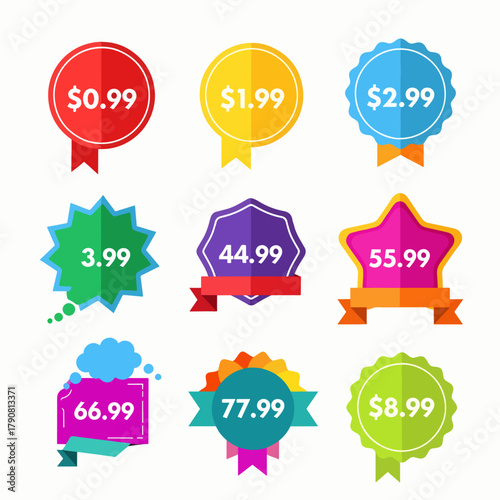Colorful Sale Label Sticker Set Vector Illustration