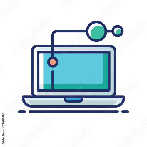 Remote desktop access flat colorful vector icon on white background