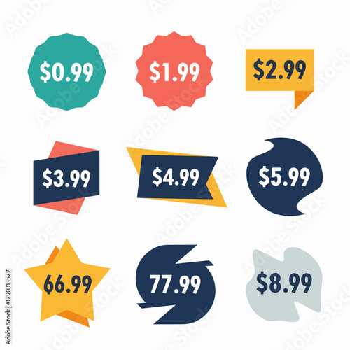 Colorful sale labels stickers and tags set for business promotion and retail design