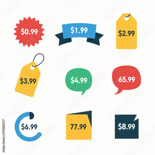 Set of colorful sale labels