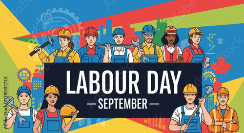 Happy Labour Day September Diverse Workers Celebration.