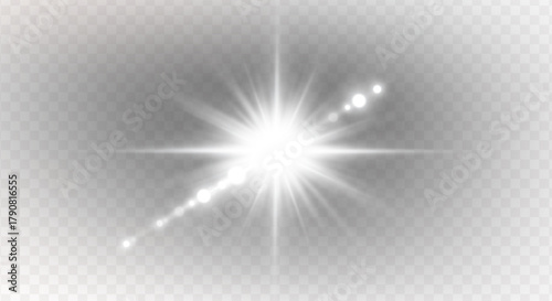 PNG sparkle effect with spotlight and glowing light on abstract stadium scene, flare burst, glitter disco flash, futuristic glow, beam, laser ray, magic lens, transparent background 