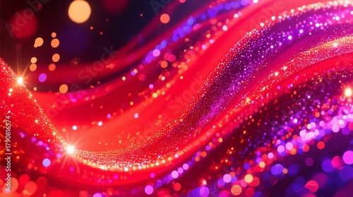 Vibrant Abstract Waves with Colorful Lights and Glittery Background