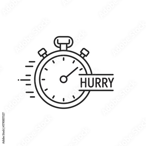 Stopwatch with Hurry Text TimeSensitive Deadline Reminder.