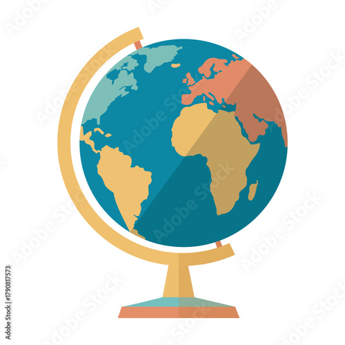 Colorful Globe Illustration for Education Earth Continents Geography World Map Travel and Exploration of our planet