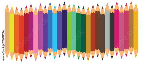 Beautiful color pencils .Color pencils for drawing Rainbow color pencil. Short colored pencils set in various colors, mini colored pencils, pencil set in rainbow colors.