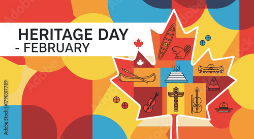 Canadian Heritage Day Celebration in February with Maple Leaf.