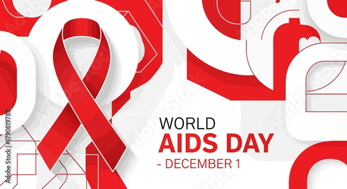 World AIDS Day Awareness with Red Ribbon Symbol.