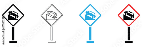 Essential road safety warning signs alert drivers to steep grades, promoting cautious travel and accident prevention on challenging terrain