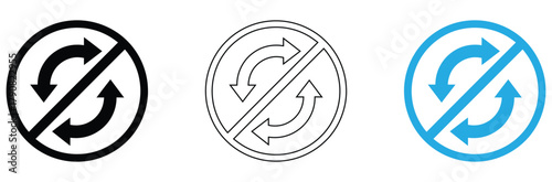 Clear and professional icons symbolizing no repeat or cycle, perfect for modern user interfaces and digital applications seeking clarity.