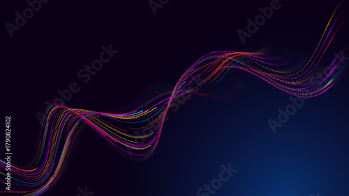 Science Research AI Dots Data Flow Particles Background. Digital Neural Network. Concept of Artificial Intelligence Technology, Machine Learning. Digital Communication. Vector Illustration.