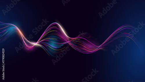 Science Research AI Dots Data Flow Particles Background. Digital Neural Network. Concept of Artificial Intelligence Technology, Machine Learning. Digital Communication. Vector Illustration.