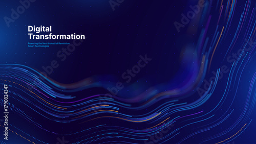 Big Data Flow AI Dots Particles Background. Digital Neural Network. Concept of Artificial Intelligence Technology Machine Deep Learning. Digital Communication. Science Technology Vector.