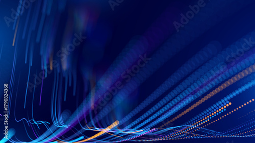 Big Data Flow AI Dots Particles Background. Digital Neural Network. Concept of Artificial Intelligence Technology Machine Deep Learning. Digital Communication. Science Technology Vector.