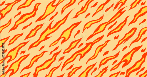 Ring Yellow Fire Flame Pattern on White Background. Creative abstract Fiery Frame in Cartoon Anime Style. Vector Fire Texture