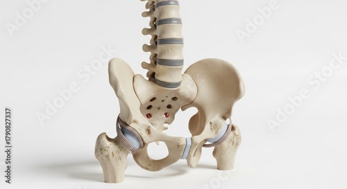 Detailed anatomical model presenting the pelvis and vertebral column structure