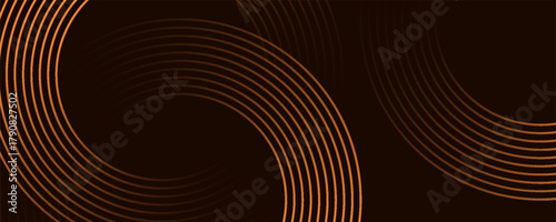 3D brown lines techno abstract background overlap layer on dark space with circles shapes effect decoration. Modern graphic design element stripes style concept for web banner, card, or brochure cover