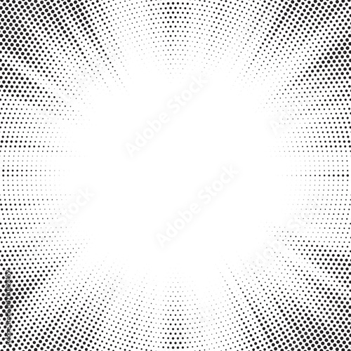 Vector halftone sun-ray background. Retro style abstract sunburst design. Vector illustration