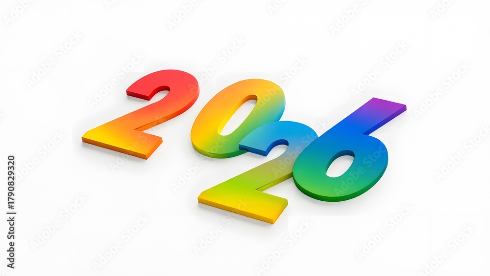 Fototapeta premium 2026 in Rainbow Colors for New Year Celebration