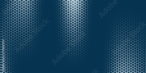 Triangles Halftone Pattern Modern Geometric Abstract Vector Zig Zag Seamless Blue Border Isolated On White Background. Half Tone Art Graphical Minimalist Light Blue Wallpaper. Chevron Form Abstraction