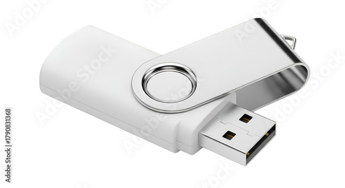White Swivel USB Flash Drive Isolated on Black storage