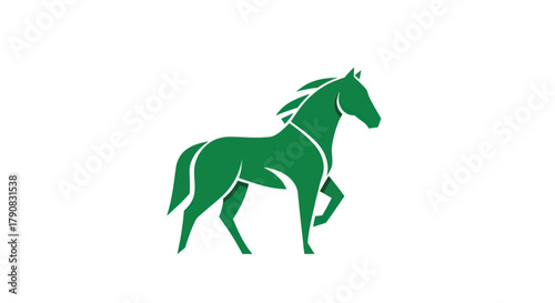 Green horse silhouette on white background for design and branding