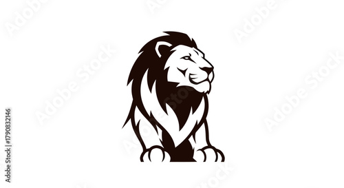 Majestic lion silhouette on white background for design elements