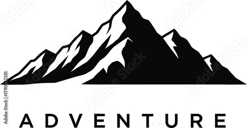 A captivating black and white logo featuring a majestic mountain range, symbolizing adventure and the spirit of exploration