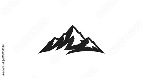 Monochrome mountain range silhouette on white background illustration