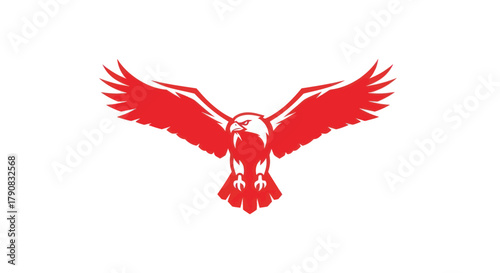 Red eagle silhouette against white background depicting freedom and strength