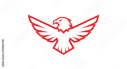 Red eagle silhouette with wings spread against white background