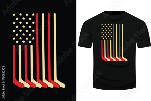 Hockey Goalie Gift USA Flag Hockey Stick Ice Hockey Svg Design