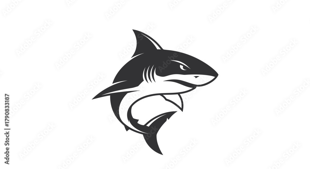 Fototapeta premium Shark silhouette graphic vector illustration isolated on white background