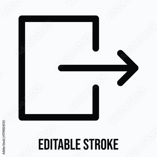 Logout Exit Arrow Symbol Isolated Lineal Vector Icon, Editable Stroke.