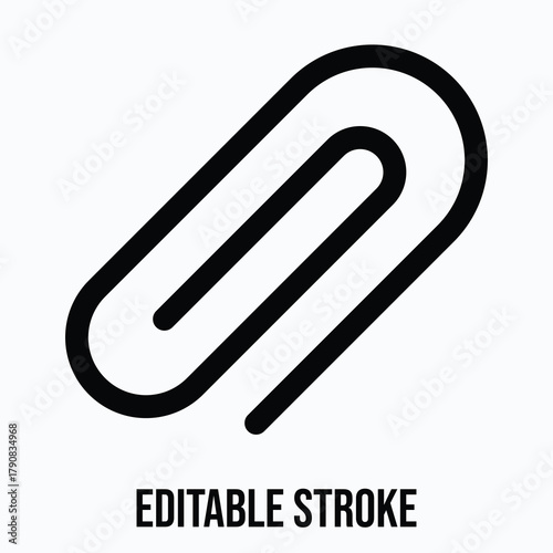 Paperclip Attachment Symbol Isolated Lineal Vector Icon, Editable Stroke.