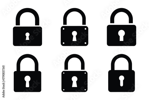 security lock icon silhouette vector illustration isolated flat style art