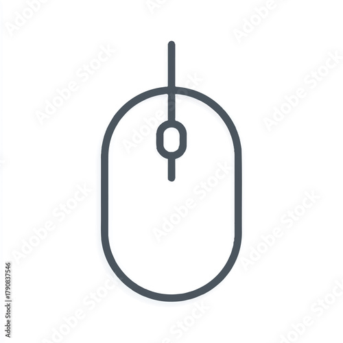 Computer Mouse Minimalist Icon for Web Design and User Interface Elements Representing Input Device for Desktop and Laptop Navigation