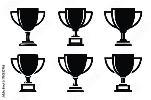 trophy icon silhouette vector illustration isolated flat style art