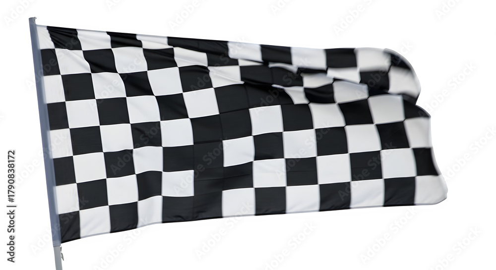 Fototapeta premium Checkered flag waving in the wind, symbolizing victory and success